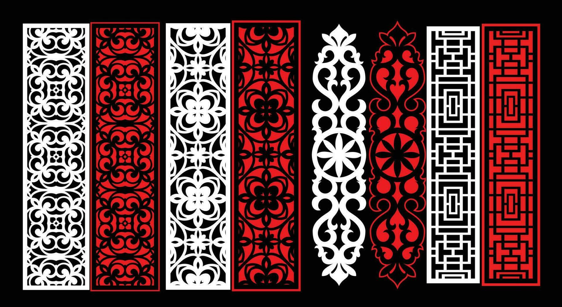 decoratief muur panelen reeks jali ontwerp voor grafisch en multiplex, partitie, schuim, acryl en cnc machine snijden. vector