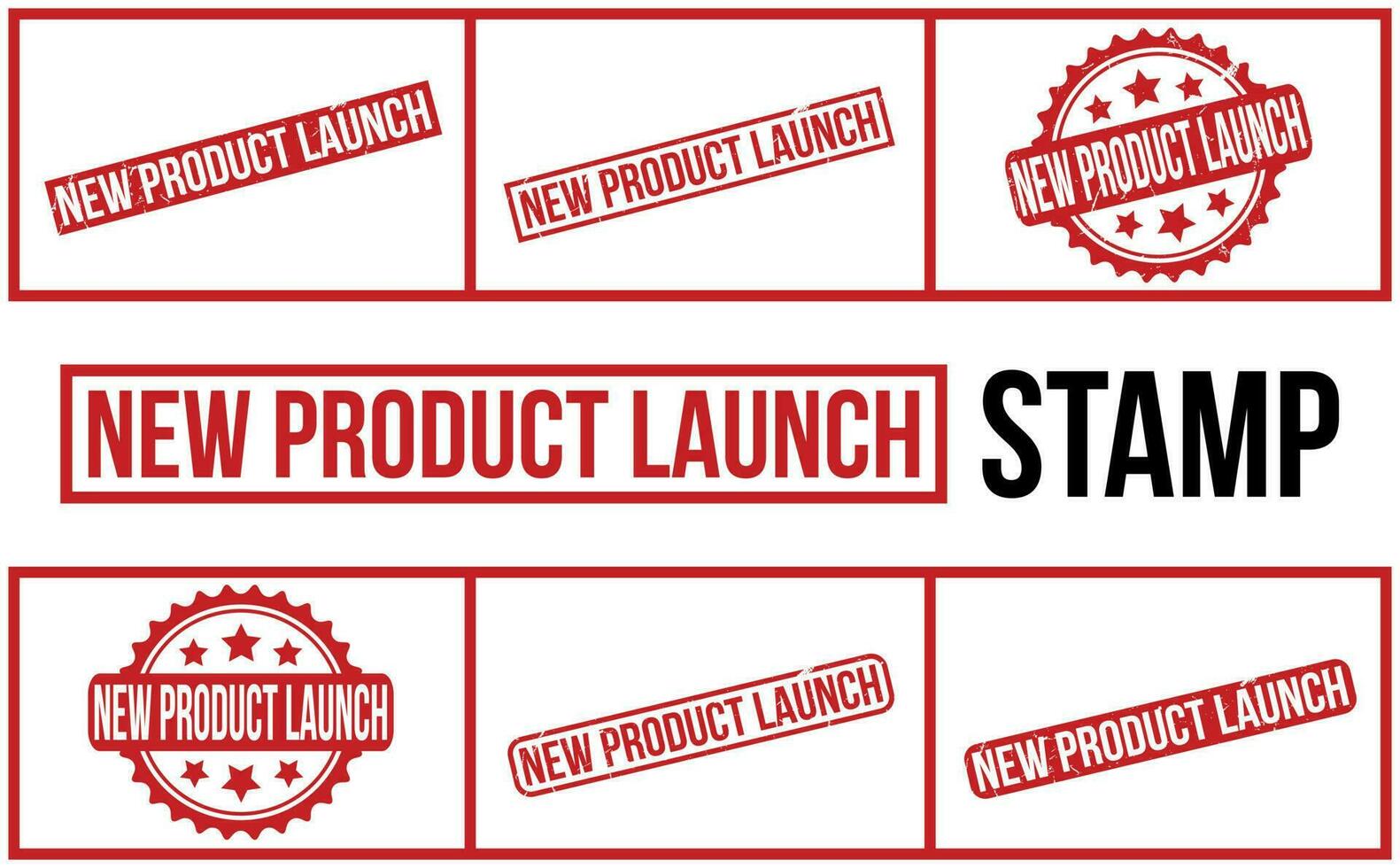 nieuw Product lancering rubber grunge postzegel reeks vector