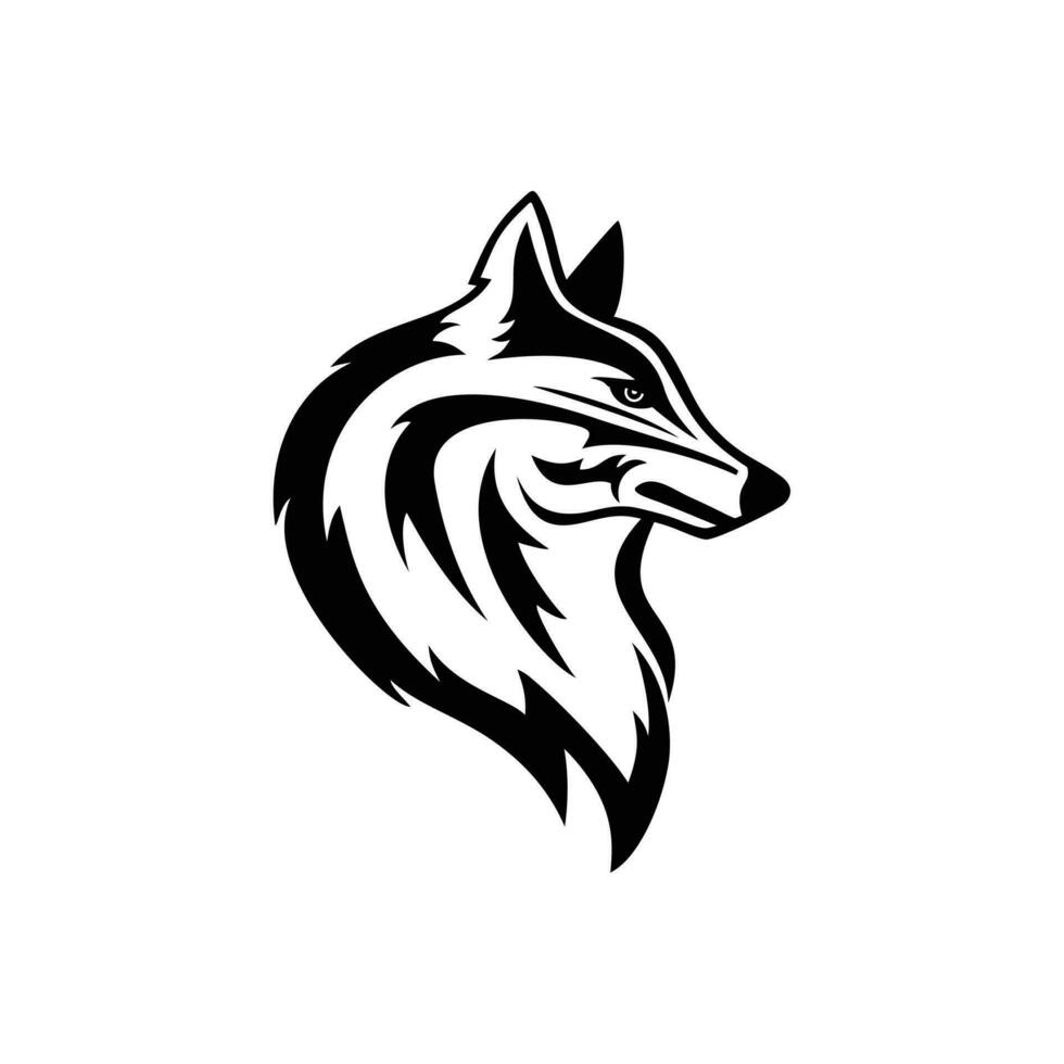 zwart en wit hoofd wolf illustratie vector
