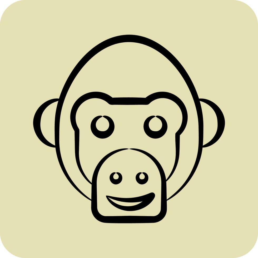 icoon chimpansee. verwant naar dier hoofd symbool. glyph stijl. gemakkelijk ontwerp bewerkbaar. gemakkelijk illustratie vector