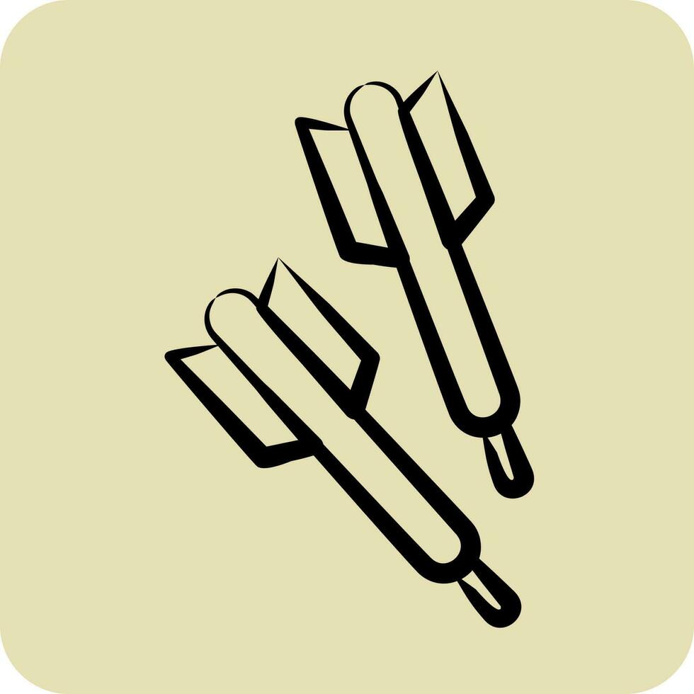 icoon darts. verwant naar sport- uitrusting symbool. hand- getrokken stijl. gemakkelijk ontwerp bewerkbaar. gemakkelijk illustratie vector