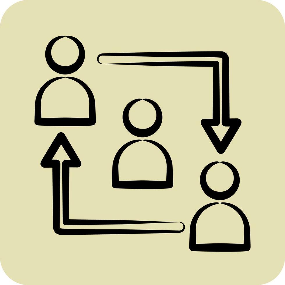 icoon relatie. verwant naar vrijwilligerswerk symbool. glyph stijl. helpen en steun. vriendschap vector