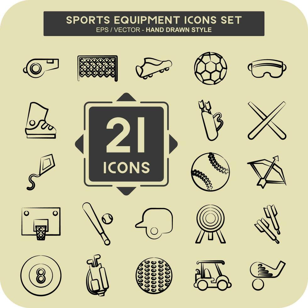 icoon reeks sport- apparatuur. verwant naar sport- uitrusting symbool. hand- getrokken stijl. gemakkelijk ontwerp bewerkbaar. gemakkelijk illustratie vector