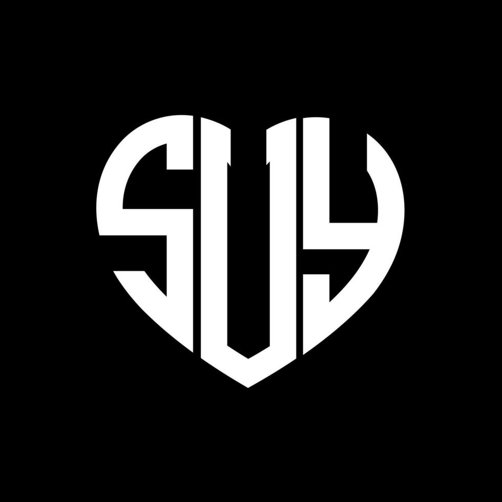 suy creatief liefde vorm monogram brief logo. suy uniek modern vlak abstract vector brief logo ontwerp.
