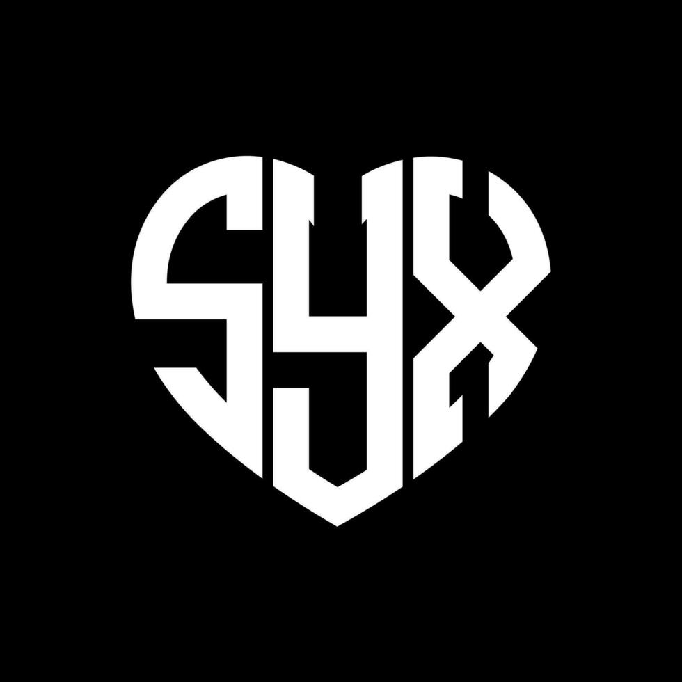 syx creatief liefde vorm monogram brief logo. syx uniek modern vlak abstract vector brief logo ontwerp.