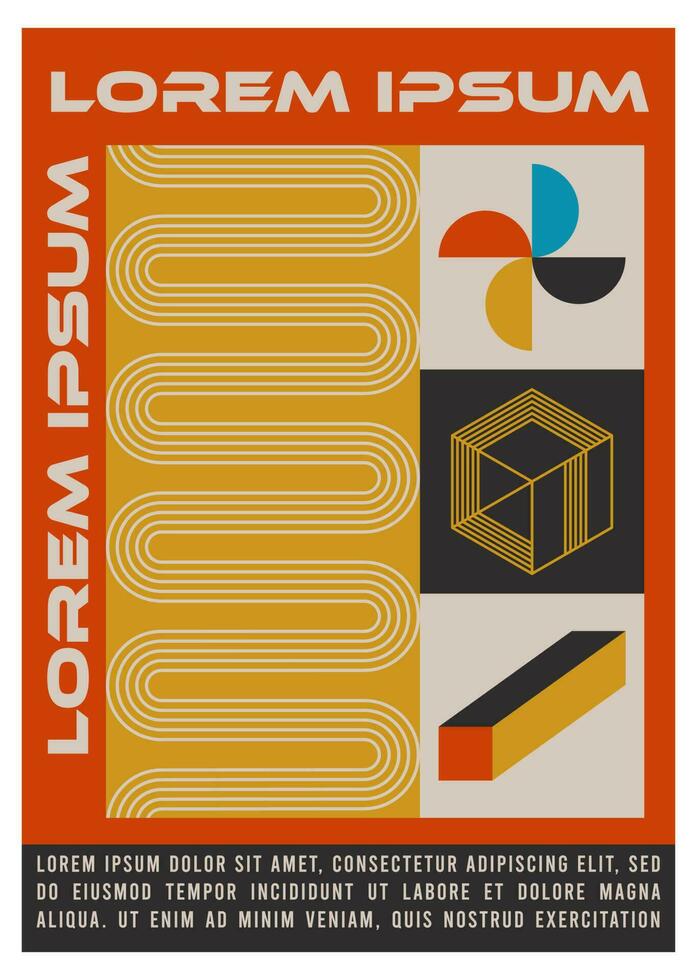 abstract bauhaus poster. modern meetkundig elementen in modieus retro stijl. Memphis ontwerp. vector