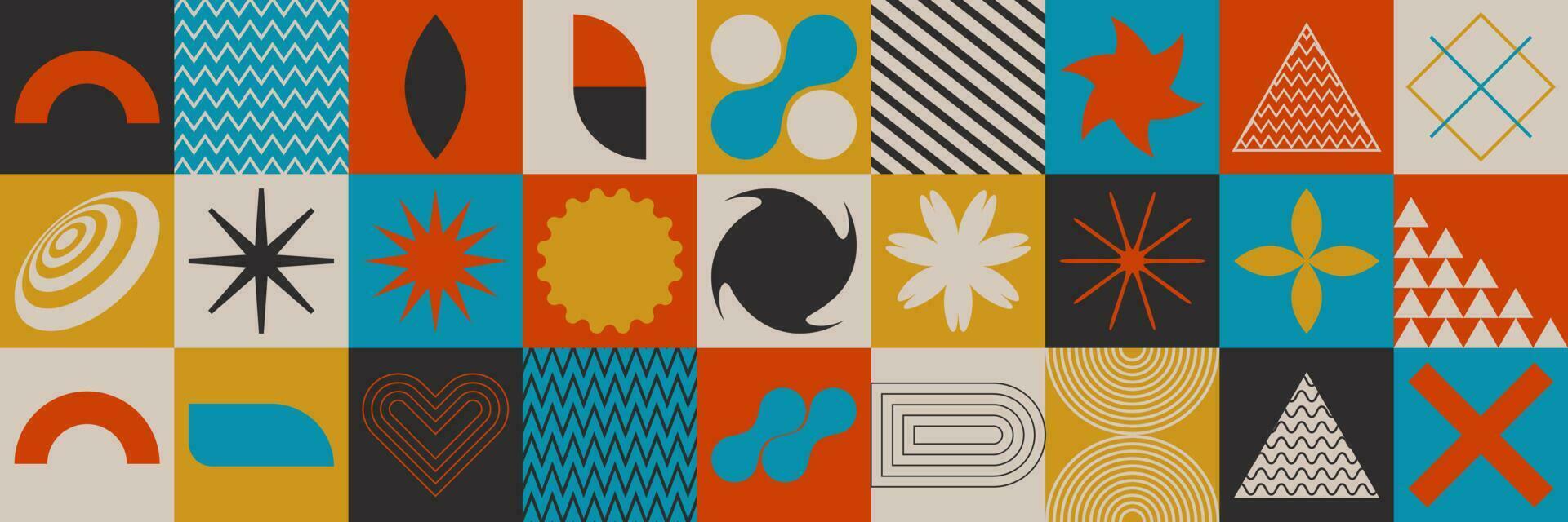 abstract meetkundig brutalisme figuren en vormen. bauhaus retro ontwerp. Zwitsers esthetisch vector