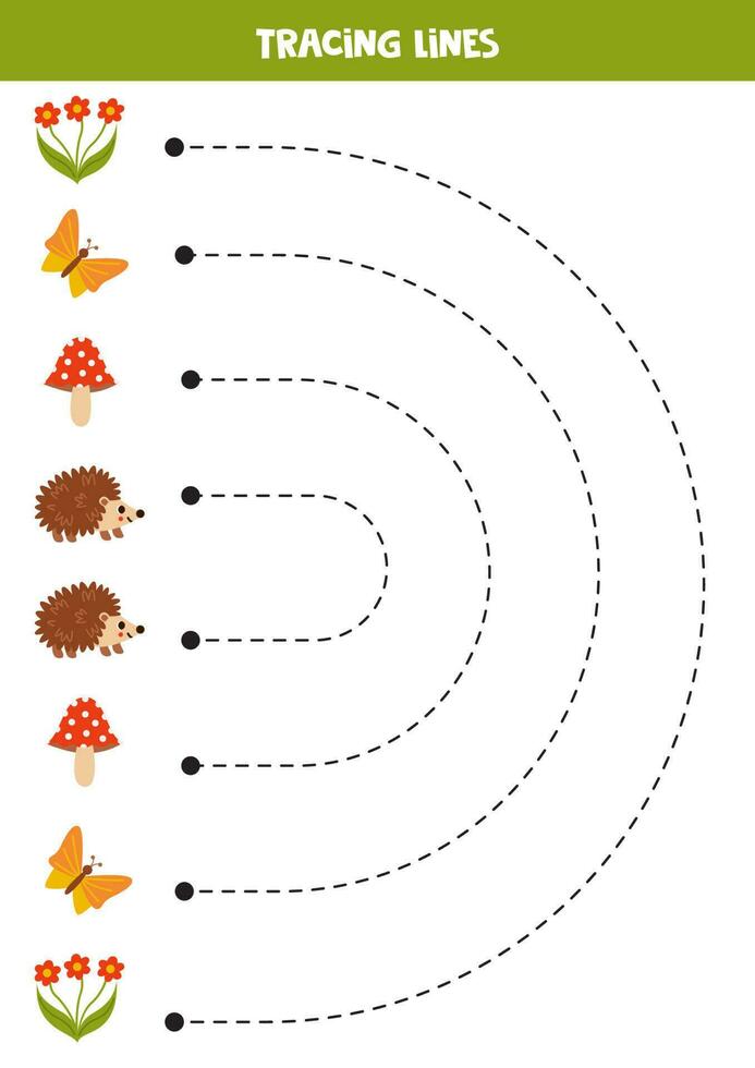 traceren lijnen voor kinderen. tekenfilm schattig bos- dieren. vector