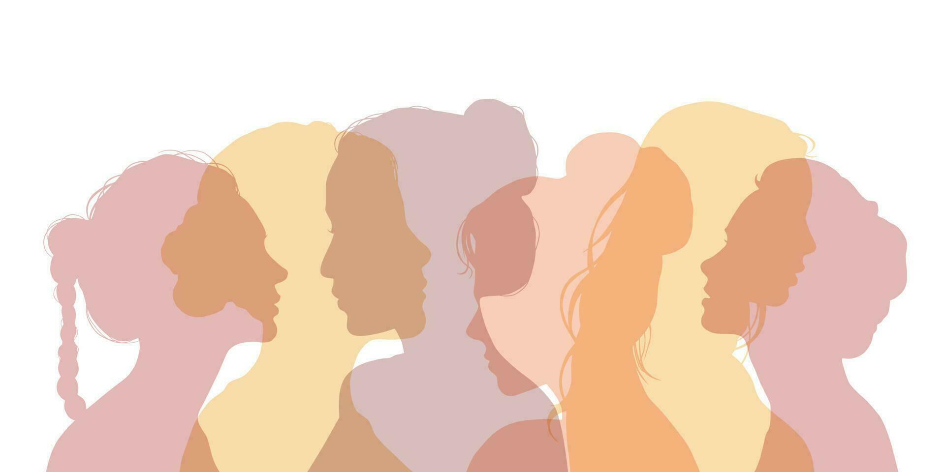 portret silhouet Dames staan samen. vector illustratie.