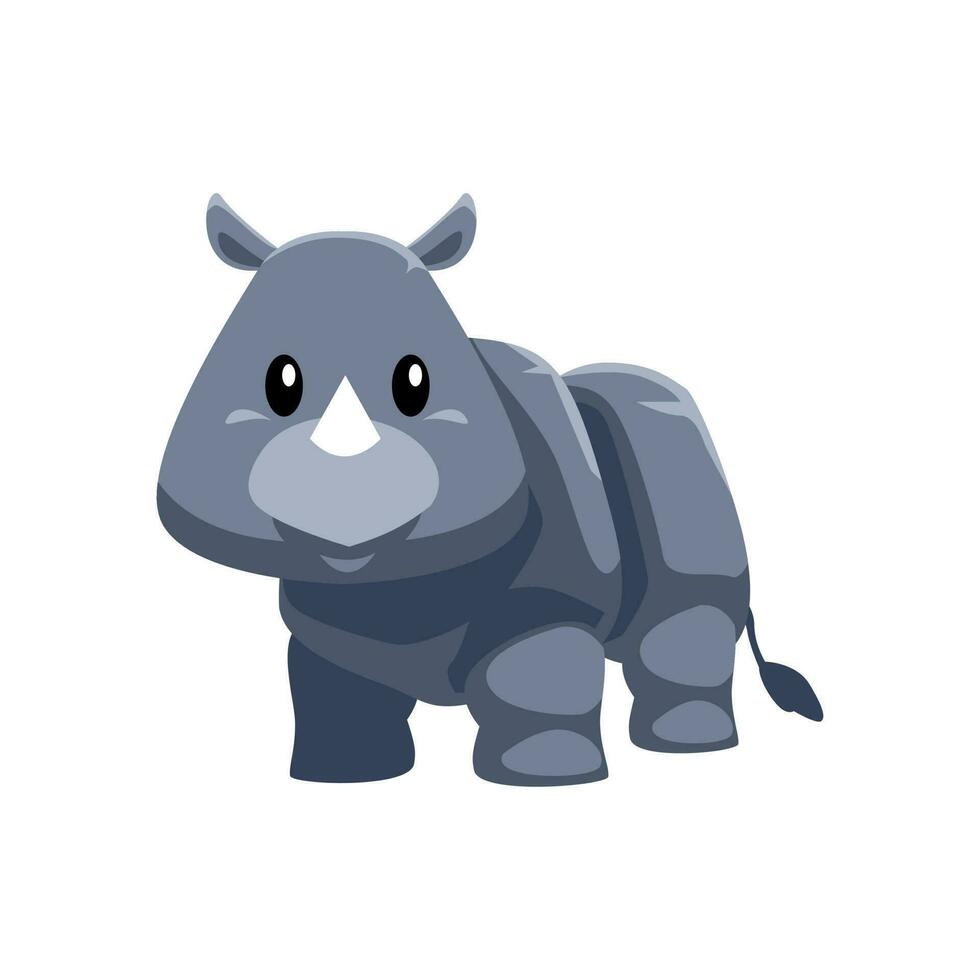 schattig tekenfilm neushoorn in geïsoleerd wit achtergrond vector illustratie icoon