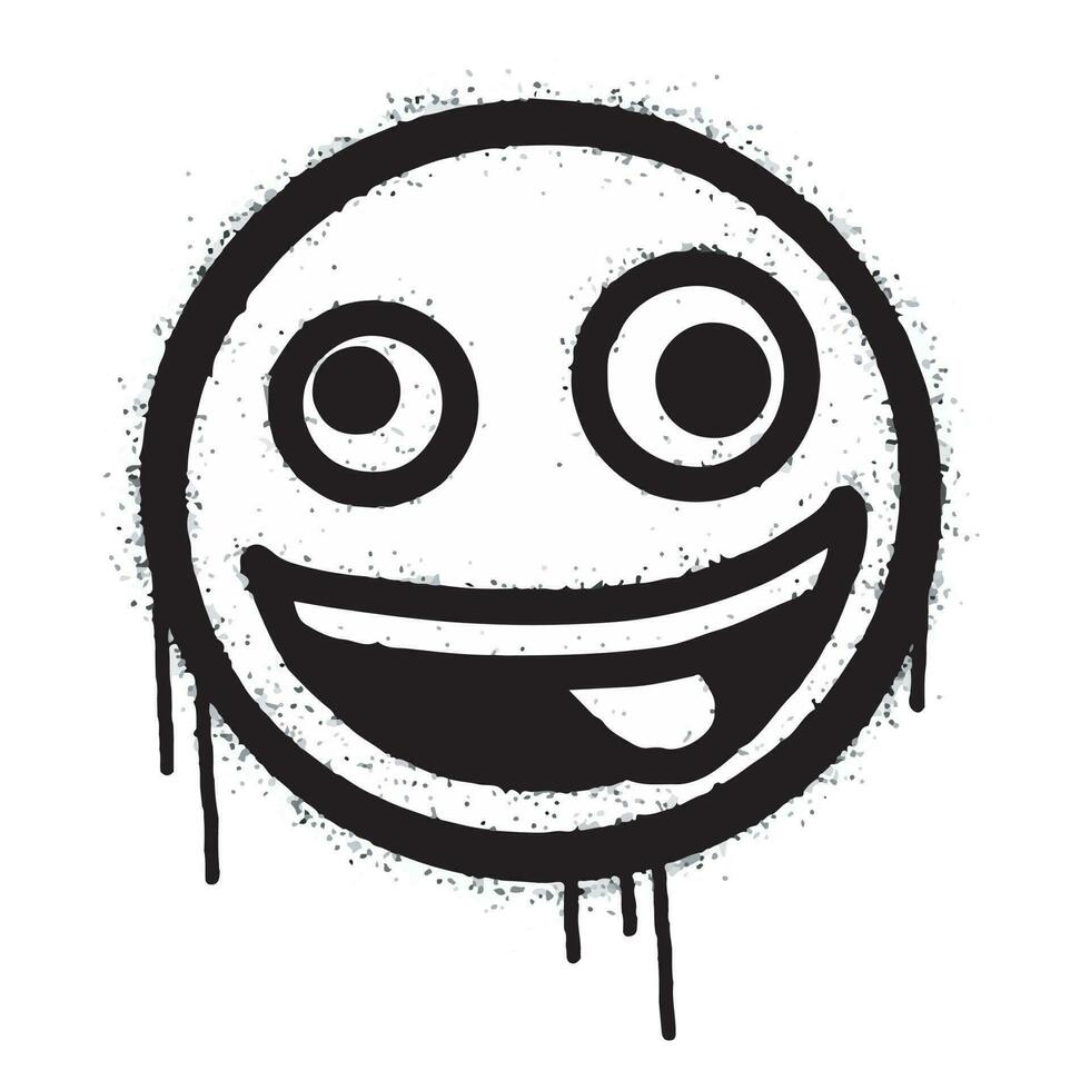verstuiven geschilderd graffiti glimlachen gezicht emoticon geïsoleerd Aan wit achtergrond. vector illustratie.