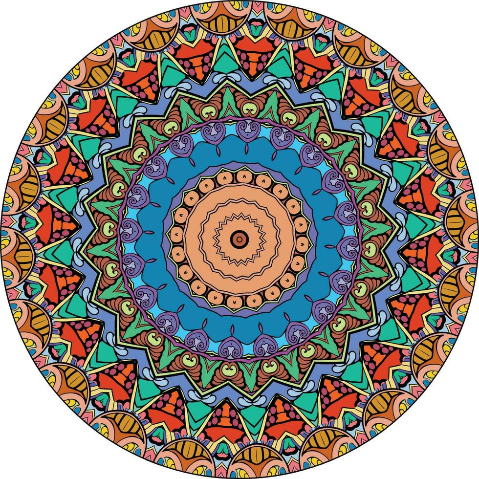 kleurrijke mandala. decoratieve ronde sieraad. geïsoleerd op een witte achtergrond. Arabische, Indiase, Ottomaanse motieven. voor kaarten, uitnodigingen vector