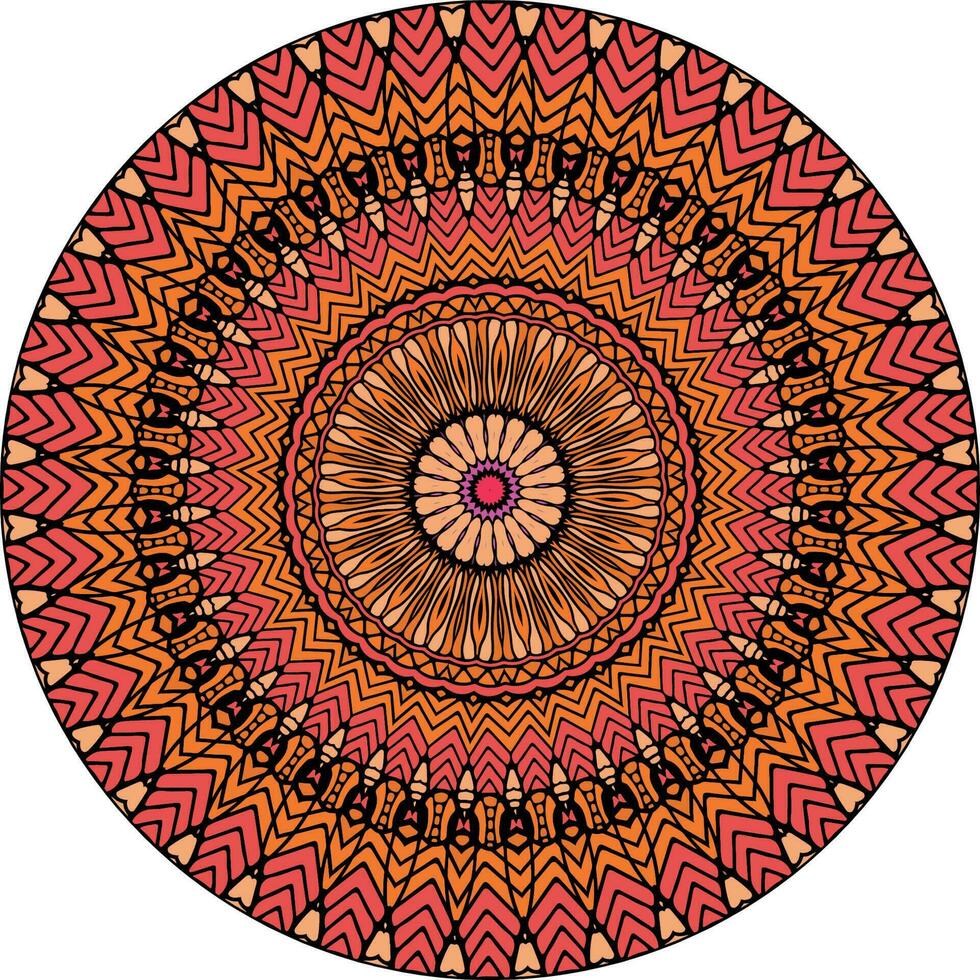 etnische mandala met kleurrijke sieraad. felle kleuren. geïsoleerd. vector