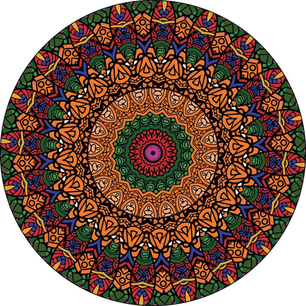 etnisch helder mandala stijl bloemen patroon. ongebruikelijk bloem vorm geven aan. oosters. anti stress behandeling patronen. weven ontwerp elementen vector