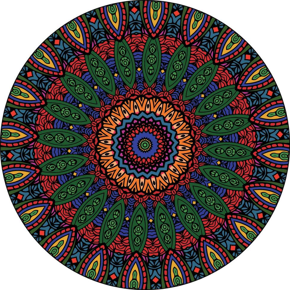 veelkleurige mandala achtergrond. kleurboek pagina. ongebruikelijke bloemvorm. oosters. antistress therapie patronen. geweven ontwerpelementen vector