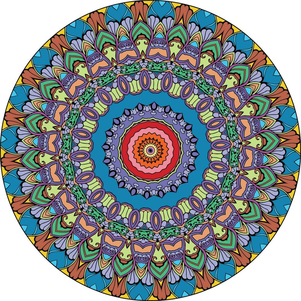 veelkleurige mandala achtergrond. kleurboek pagina. ongebruikelijke bloemvorm. oosters. antistress therapie patronen. geweven ontwerpelementen vector