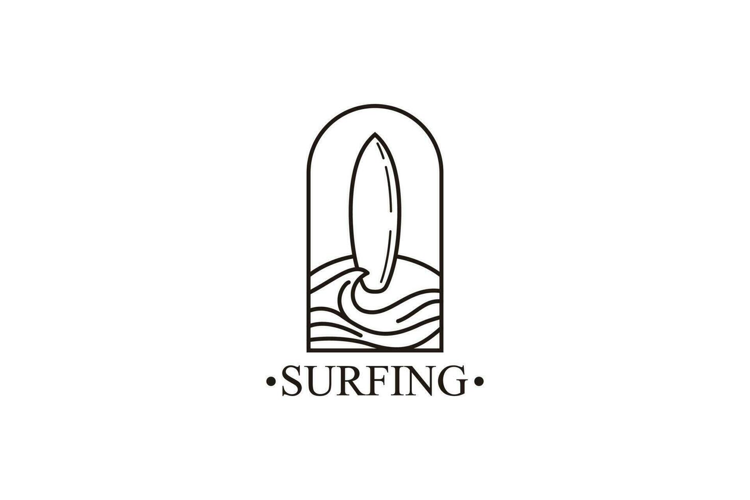 oceaan surfen lijn kunst logo vector illustratie ontwerp, strand logo ontwerp