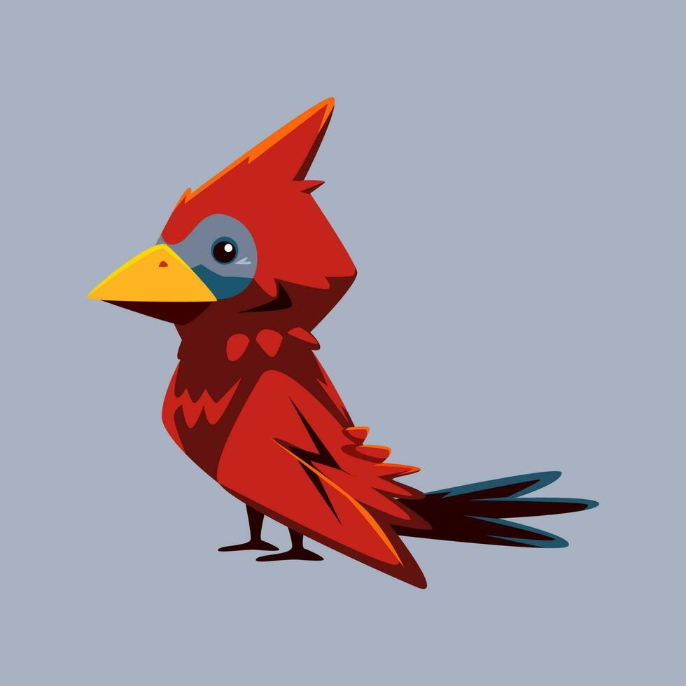 schattig tekenfilm rood vogel in geïsoleerd grijs achtergrond vector illustratie icoon