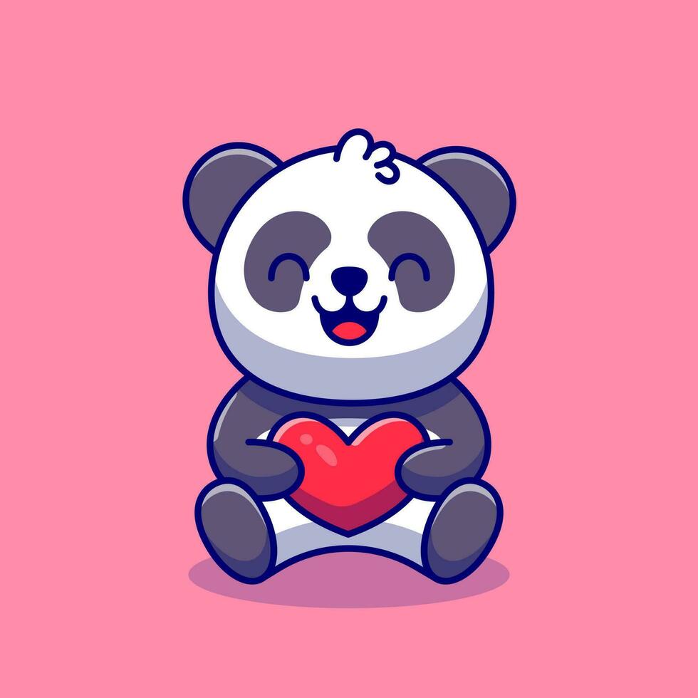 schattig panda Holding liefde tekenfilm vector icoon illustratie. dier liefde icoon concept geïsoleerd premie vector. vlak tekenfilm stijl