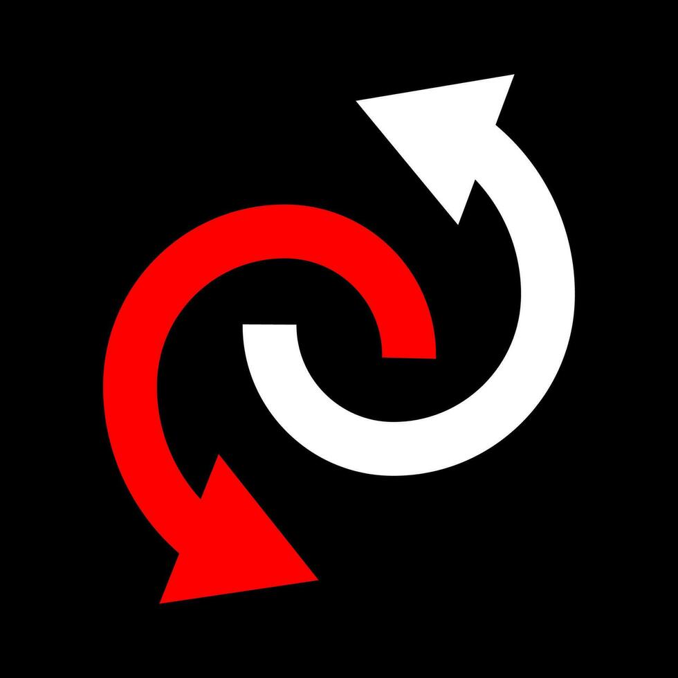 rood en wit twee manier omhoog en naar beneden pijlen logo symbool vector illustratie. overdracht of uitwisseling pijl icoon.