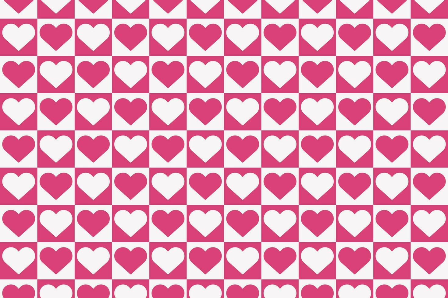 roze en wit katoenen stof hart naadloos patroon. geruit liefde achtergrond voor Valentijnsdag dag. abstract blok harten mozaïek. vector