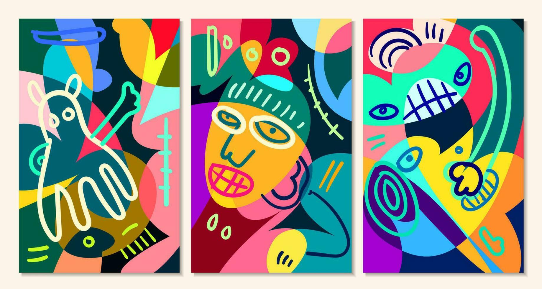 vector kleurrijk abstract knal kunst gezicht en masker achtergrond voor zomer