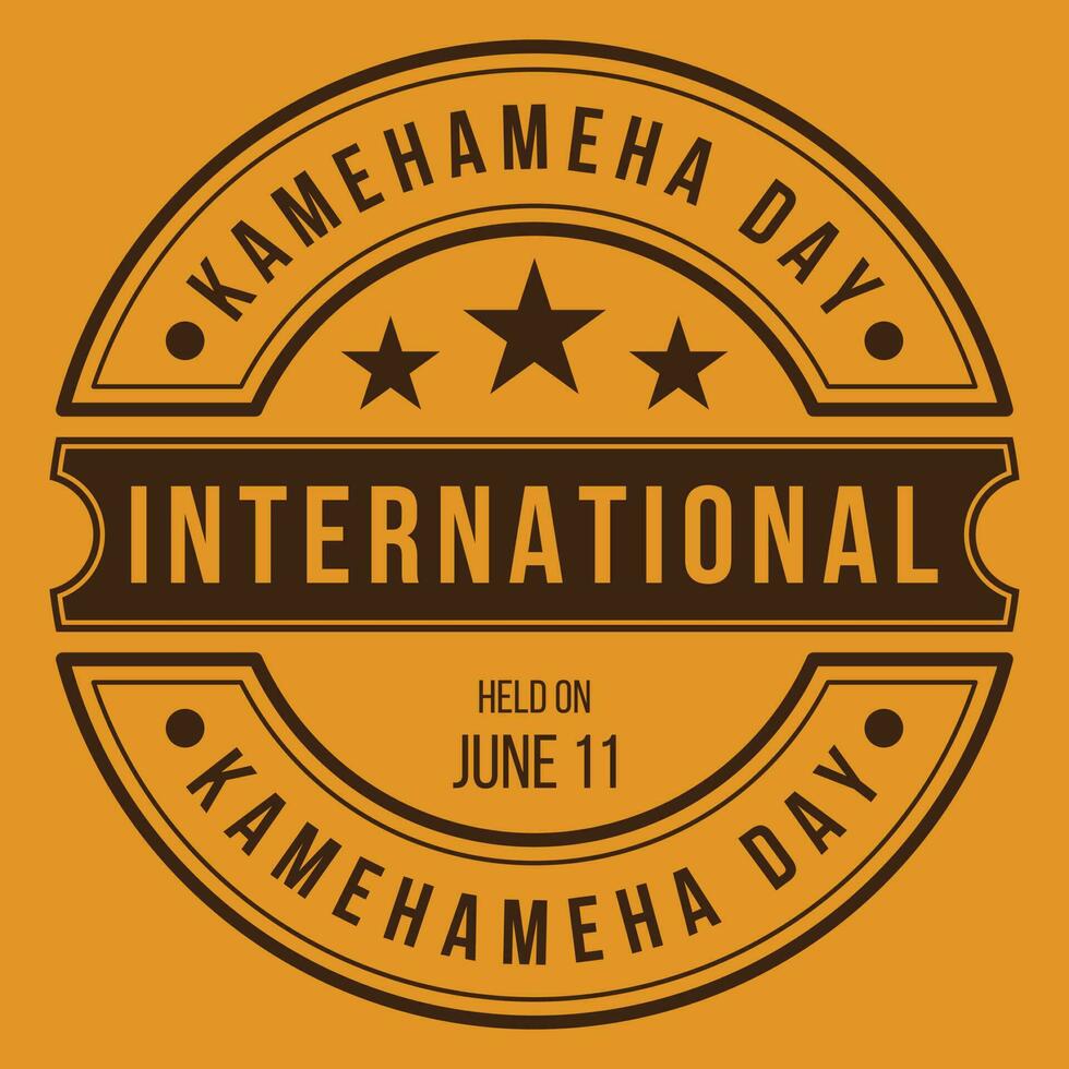 kamehameha dag ontwerp, insigne ontwerp, logo, banier, embleem, zegel, sticker, retro insigne, wijnoogst insigne, koning kamehameha dag is gehouden Aan juni 11, groet kaart, stempel, banier, vector illustratie