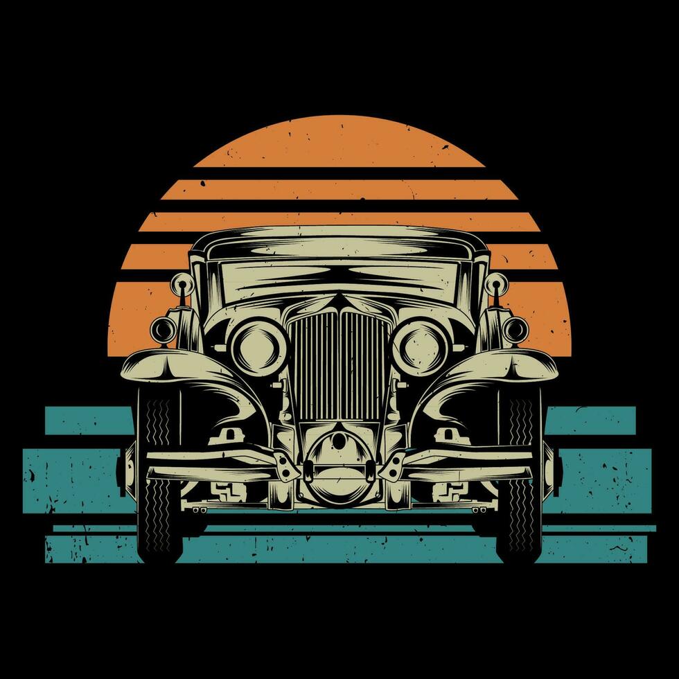 klassiek auto wijnoogst t-shirt ontwerp vector illustratie