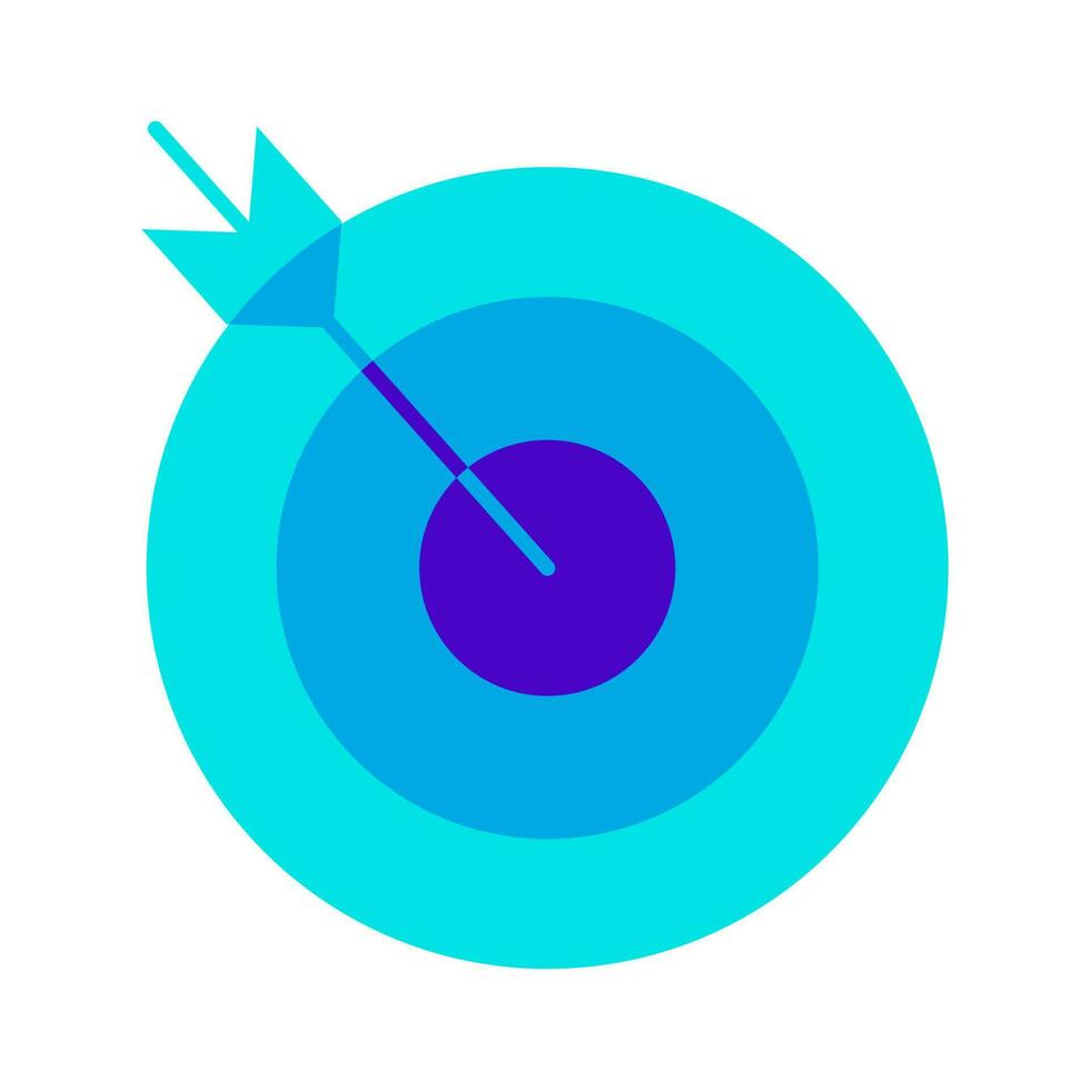 pijl raken doelwit focus pijl blauw icoon vector illustratie