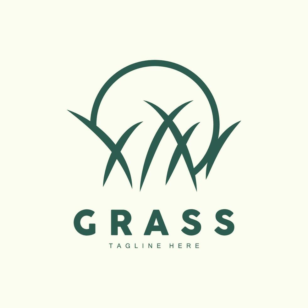 groen gras logo ontwerp, boerderij landschap illustratie, natuurlijk landschap vector