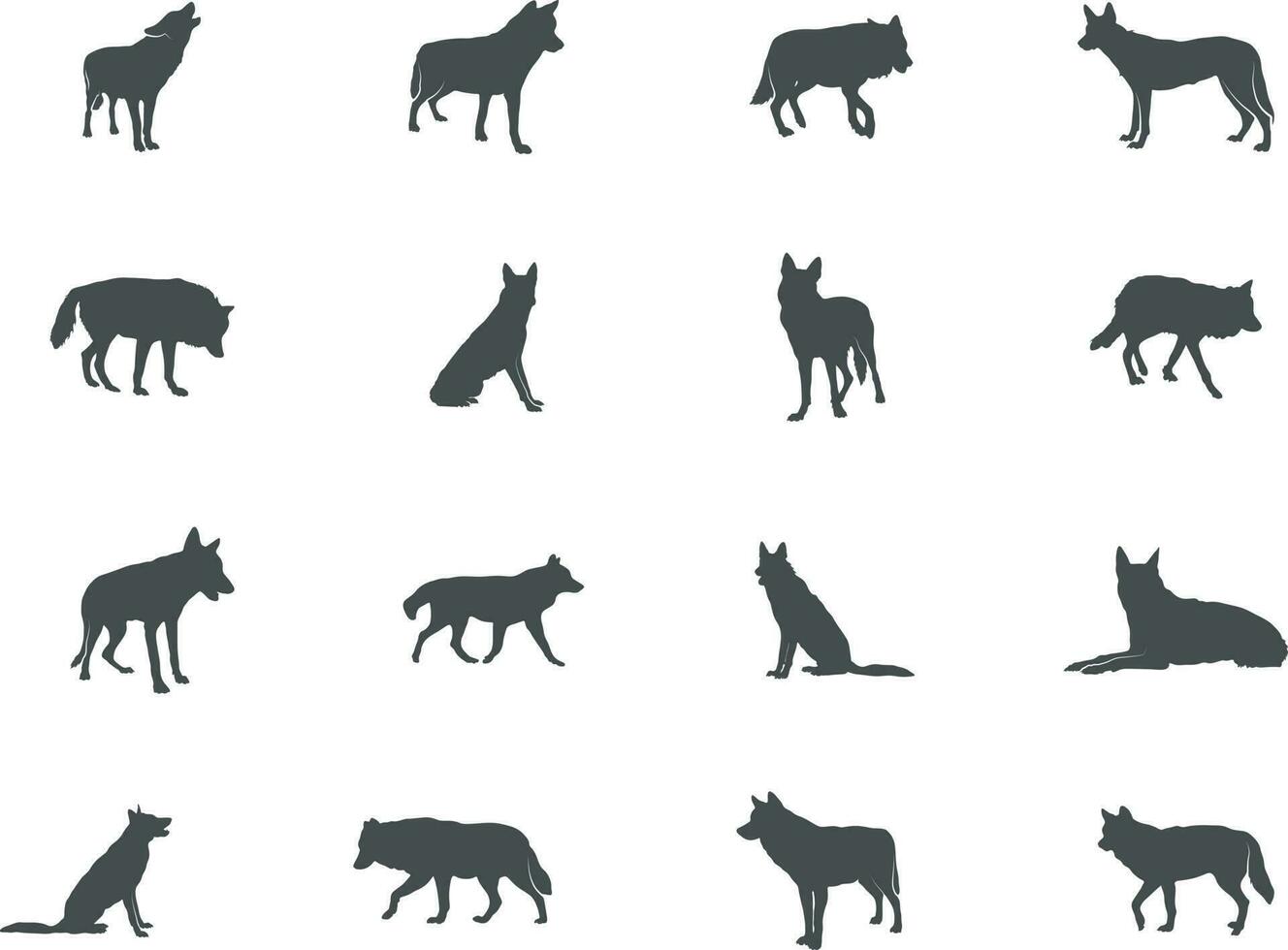 wolf silhouet, wolf vector set.