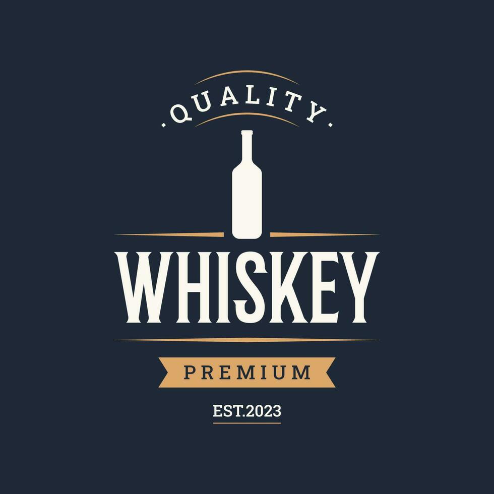 wijnoogst premie whisky logotype etiket met hand- belettering. voor drankjes , rum, kroeg, bedrijf. vector
