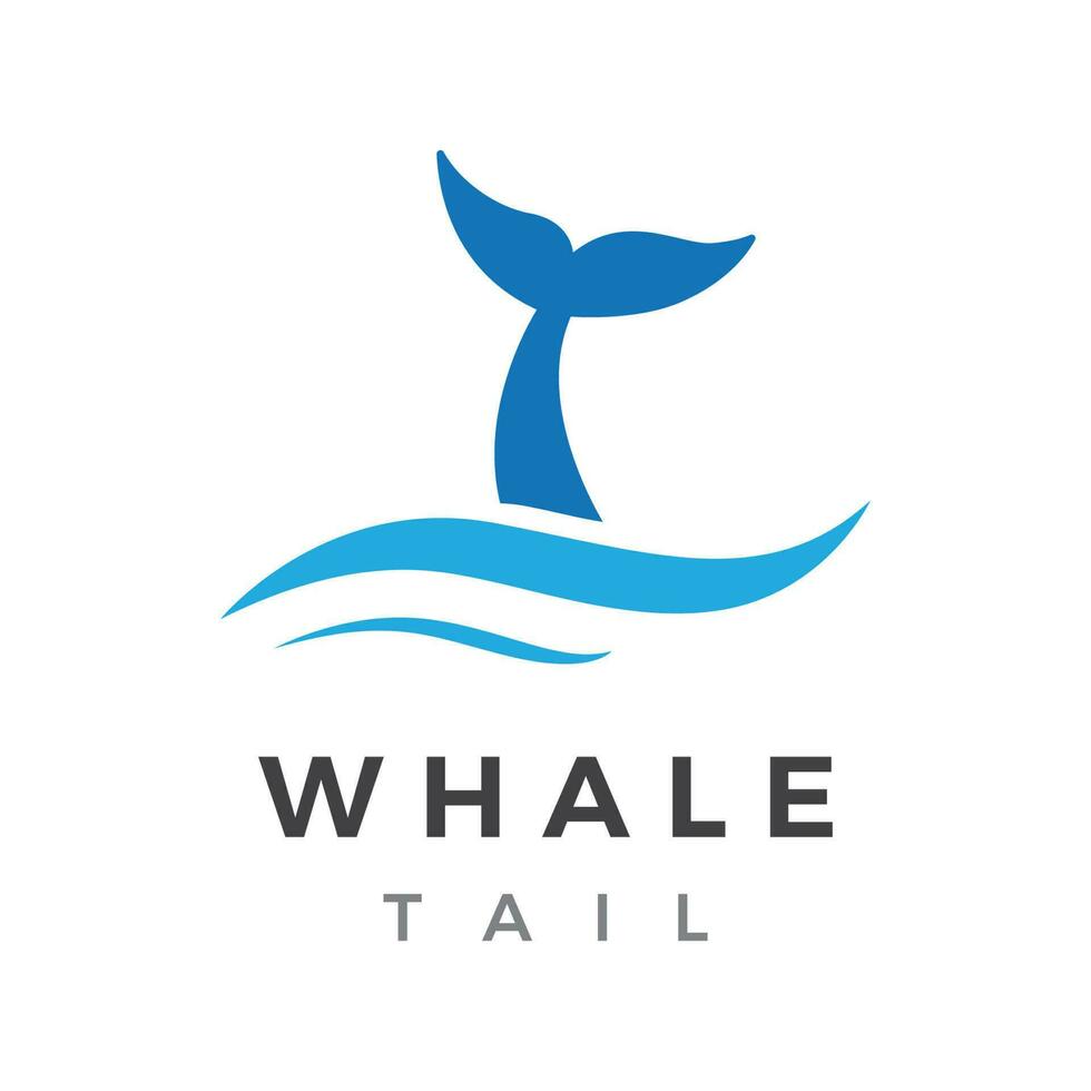 walvis zoogdier staart dier logo sjabloon ontwerp met water golven concept. vector