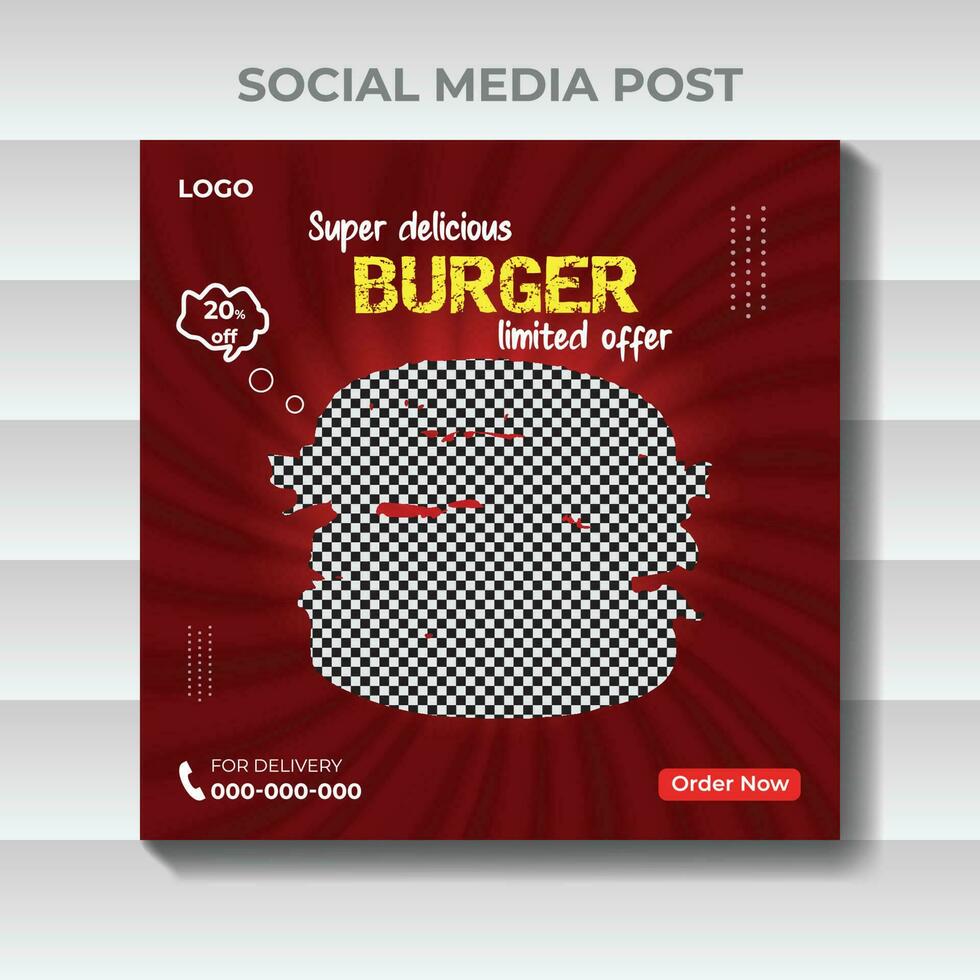 sociaal media hamburger voedsel Promotie en post ontwerp sjabloon vector