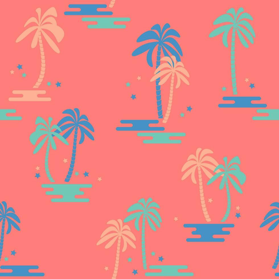 palm boom naadloos patroon. psychedelisch paradijs achtergrond. vlak ontwerp. vector. vector