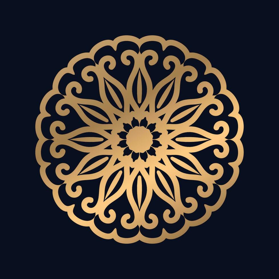 luxe bloemen mandala achtergrond met gouden arabesk patroon goud kleur vector. vector