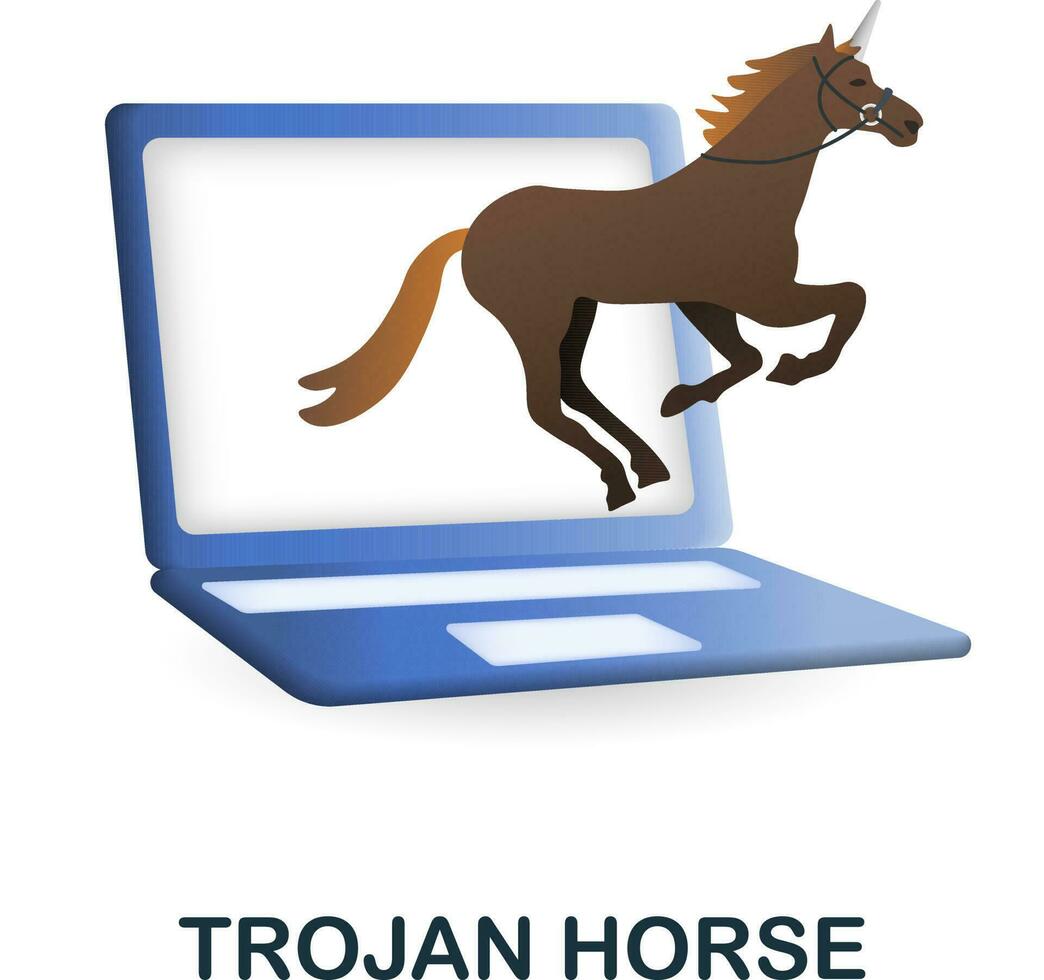 trojan paard icoon. 3d illustratie van cybercriminaliteit verzameling. creatief trojan paard 3d icoon voor web ontwerp, Sjablonen, infographics en meer vector