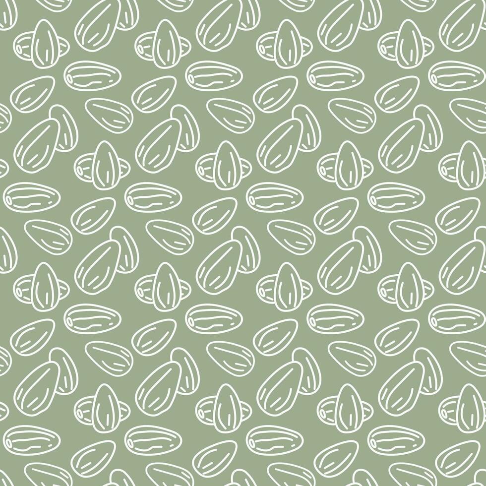 een patroon met contour schetsen van amandelen. de symbool is een tekening van noten Aan een groen achtergrond. het drukken Aan textiel en papier achtergrond voor verpakking groente melk met amandelen. een handvol vector