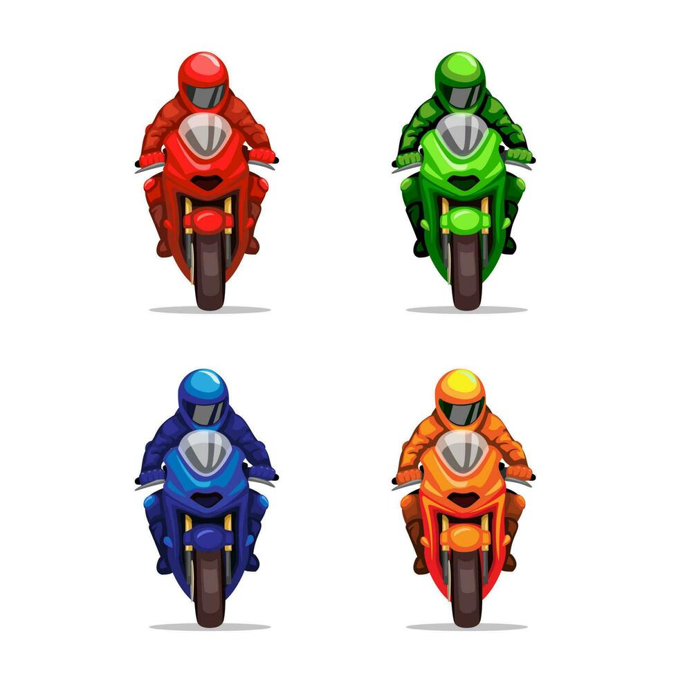 autosport racing voorkant visie met kleur variatie verzameling reeks tekenfilm illustratie vector