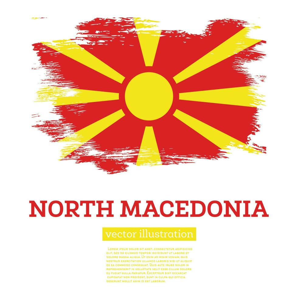 noorden Macedonië vlag met borstel slagen. onafhankelijkheid dag. vector