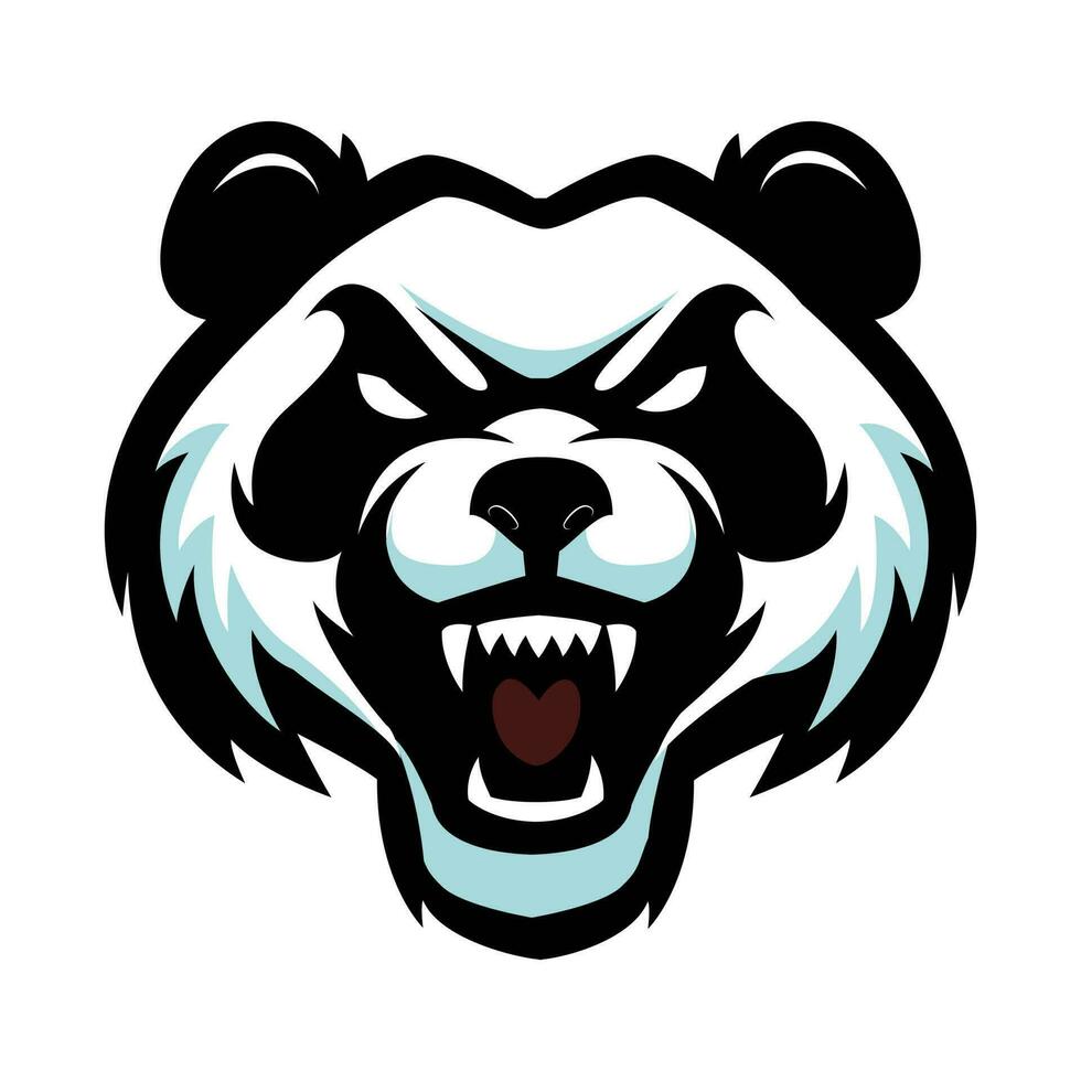 boos hoofd panda brullen vector logo mascotte
