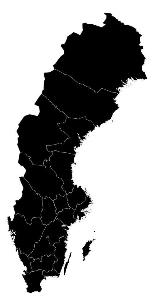 Zweden kaart met provincies. vector illustratie.