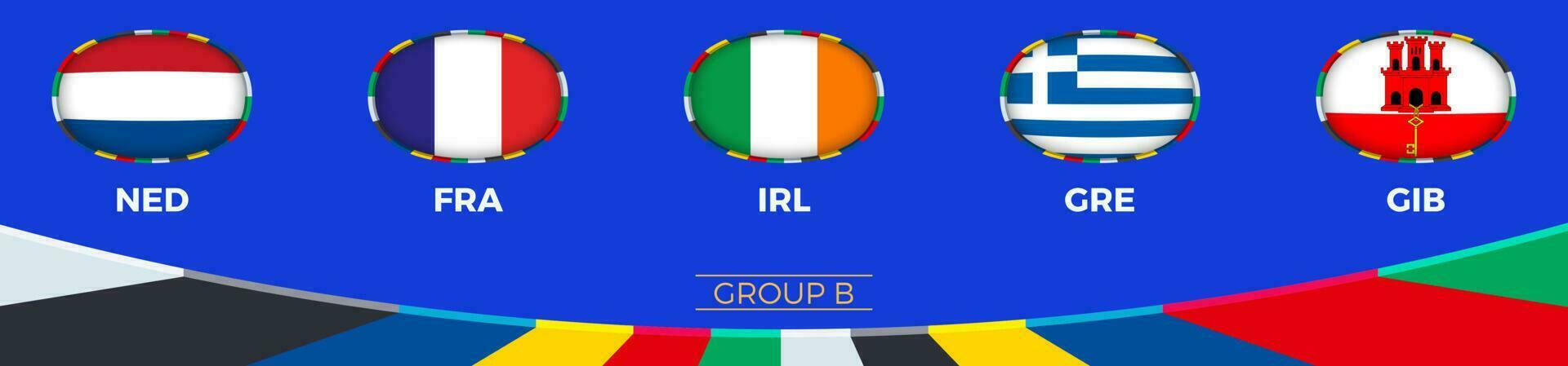 groep b komt in aanmerking voor de 2024 Europese Amerikaans voetbal toernooi. vector