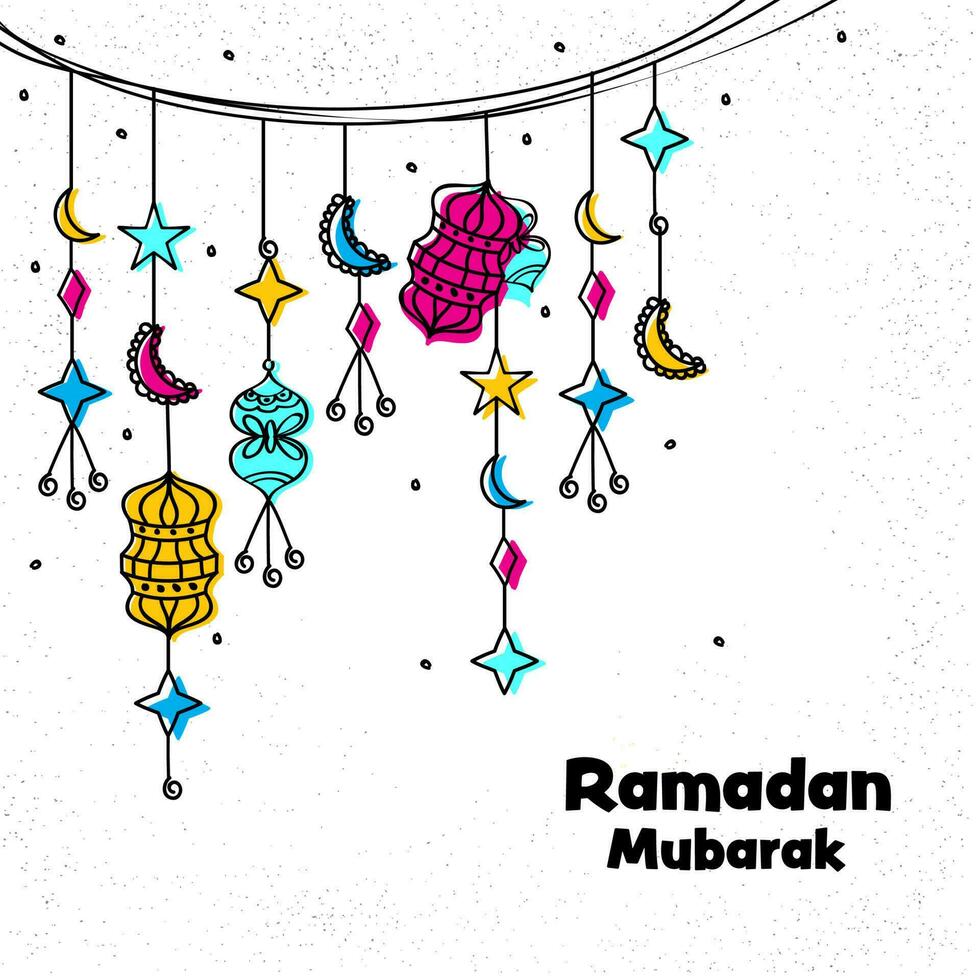 Ramadan mubarak viering achtergrond versierd met tekening stijl Islamitisch ornament. vector