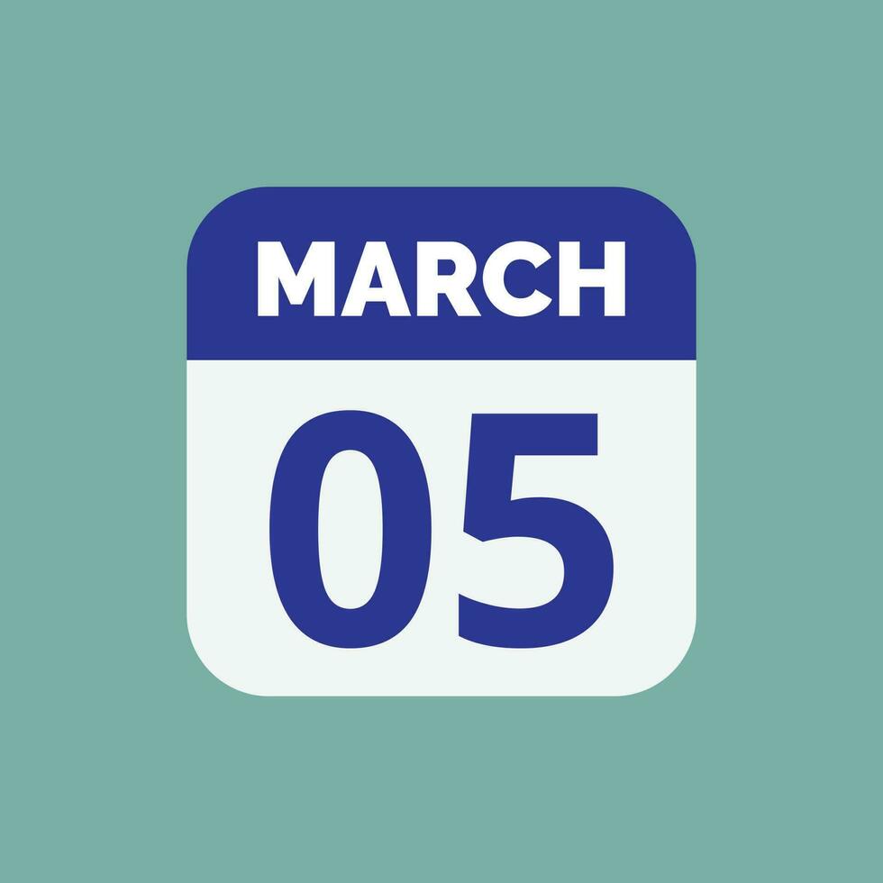 maart 5 kalender datum vector