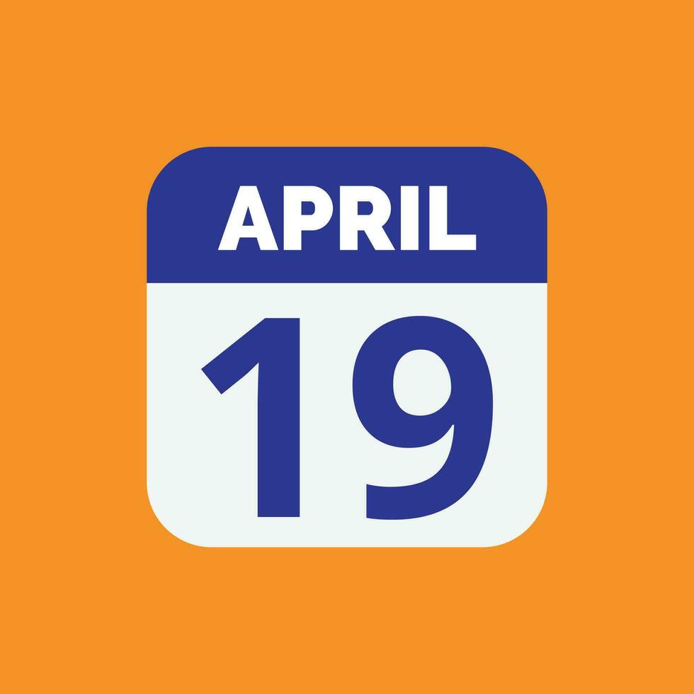 april 19 kalender datum vector