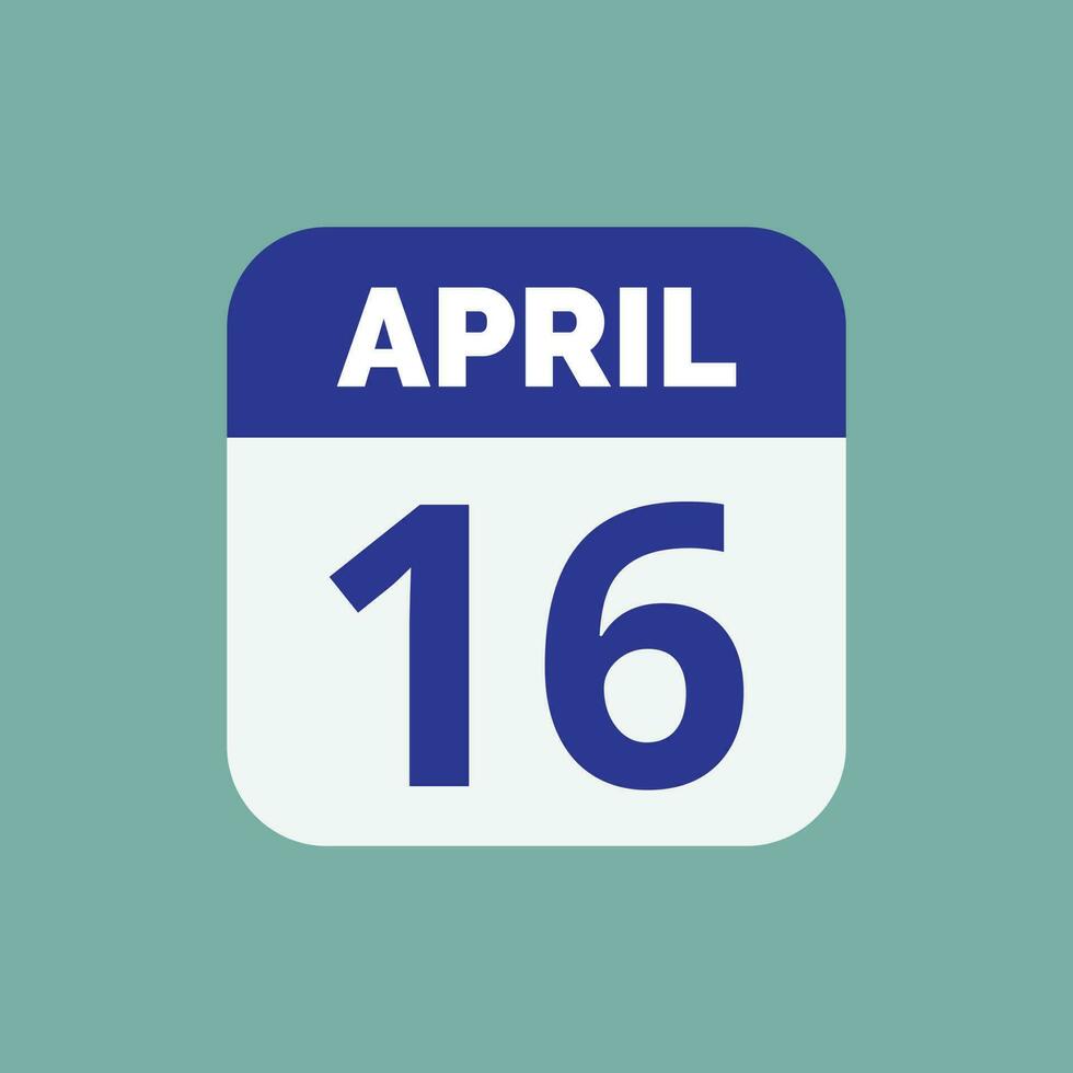 april 16 kalender datum vector
