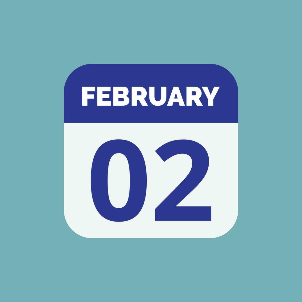 2 februari kalender datum icoon vector