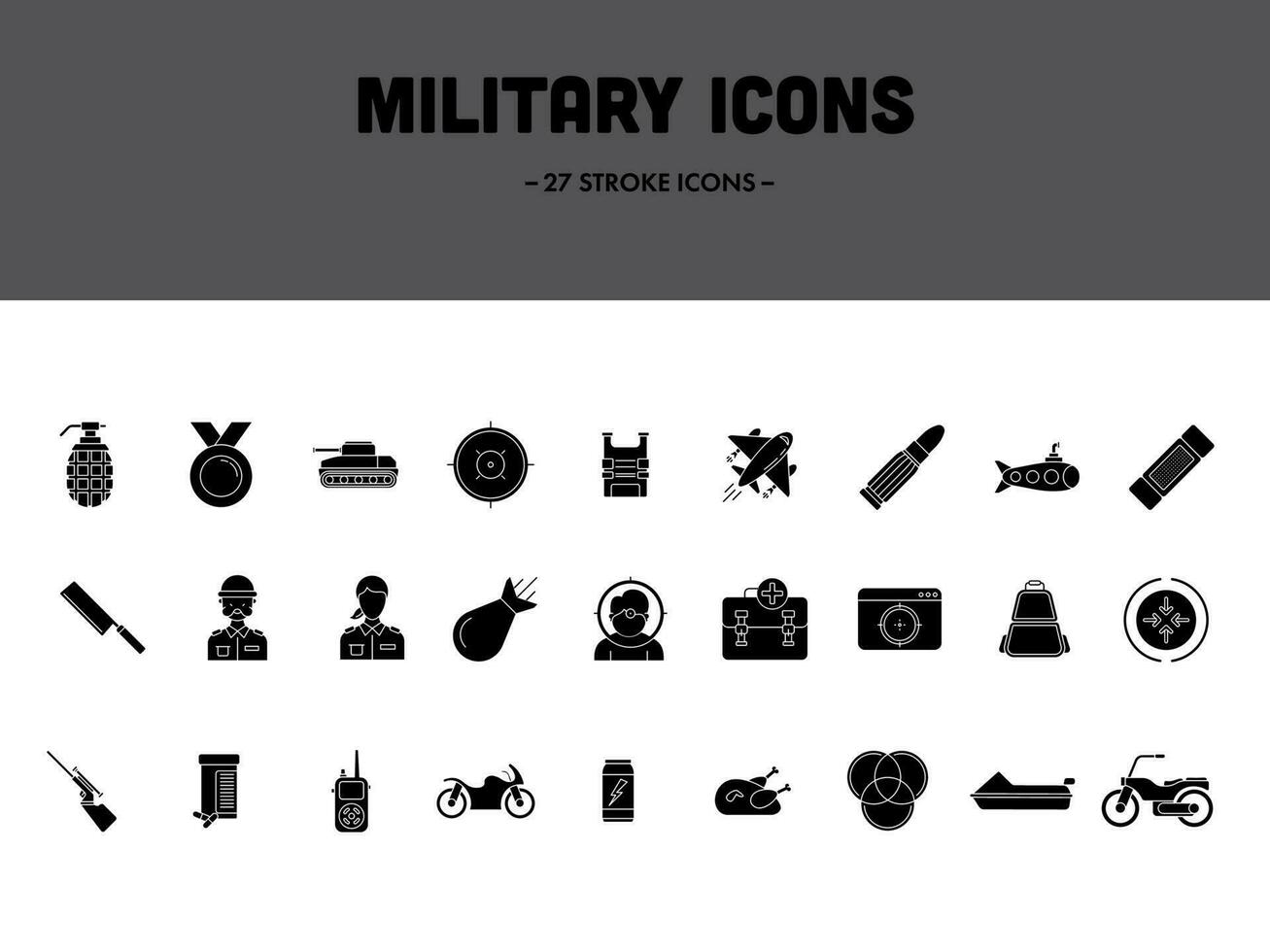 reeks van leger icoon in zwart lijn kunst. vector