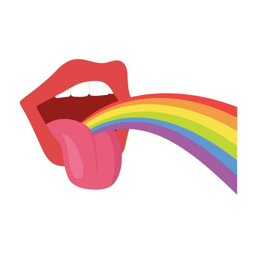 lgbt concept. Open mond met regenboog van het. lgbt Gelijk rechten beweging en geslacht gelijkheid concept. vector illustratie